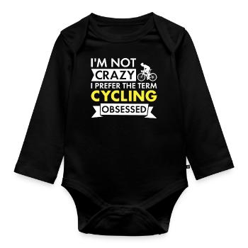 Sport Je ne suis pas fou de cyclisme - Body Bébé bio manches longues - noir - Devant