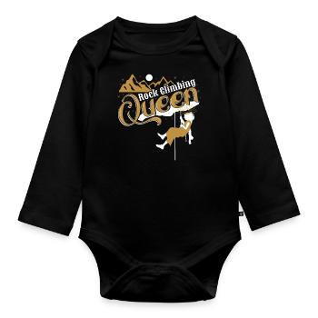 Rock Climbing Queen - Organic Longsleeve Baby Bodysuit - black - Front