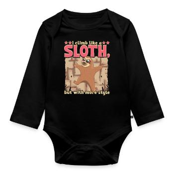 I climb like a sloth, but with more style - Organic Longsleeve Baby Bodysuit - black - Front
