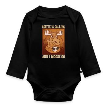 Le café m’appelle et je m’en vais à Elch - Body Bébé bio manches longues - noir - Devant