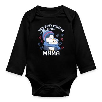 Dieses Pinguinbaby liebt Mama am Muttertag - Baby Bio-Langarm-Body - Schwarz - Vorne