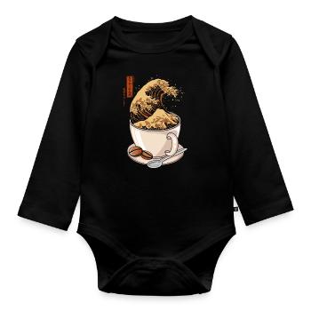 Kanagawa - Japan cappuccino coffee - Humor - Organic Longsleeve Baby Bodysuit - black - Front