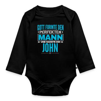 John Name Design - Baby Bio-Langarm-Body - Schwarz - Vorne