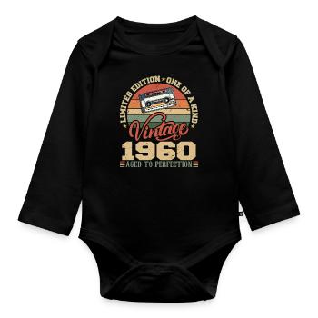 Vintage 1960 Cadeau D'anniversaire Retro 1960 - Body Bébé bio manches longues - noir - Devant