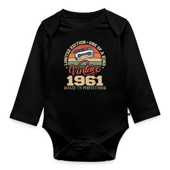 Vintage 1961 Cadeau D'anniversaire Retro 1961 - Body Bébé bio manches longues - noir - Devant