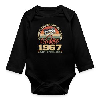 Vintage 1967 Retro 1967 Birthday Gift - Organic Longsleeve Baby Bodysuit - black - Front