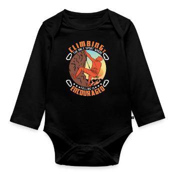 The only sport where falling is encouraged - Organic Longsleeve Baby Bodysuit - black - Front