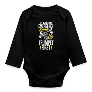 Trumpet Trumpeter Trumpet Player - Organic Longsleeve Baby Bodysuit - black - Front