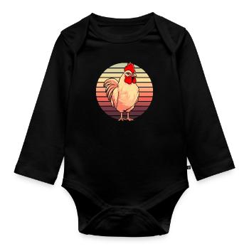 Huhn Henne - Baby Bio-Langarm-Body - Schwarz - Vorne