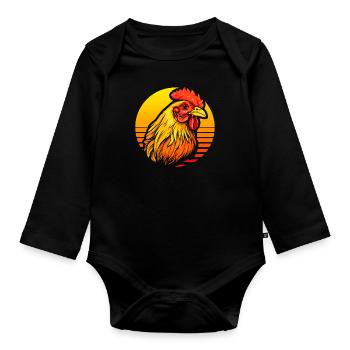 Huhn Henne - Baby Bio-Langarm-Body - Schwarz - Vorne