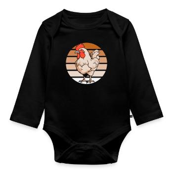 Huhn Henne - Baby Bio-Langarm-Body - Schwarz - Vorne