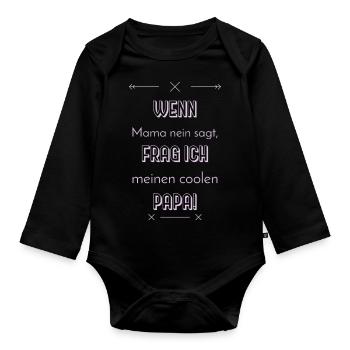 lustige sprüche cooler papa - Baby Bio-Langarm-Body - Schwarz - Vorne