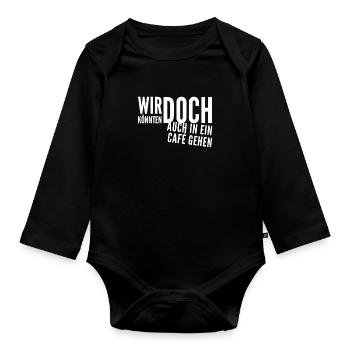 wollen wir einen Kaffee trinken gehen? - Baby Bio-Langarm-Body - Schwarz - Vorne