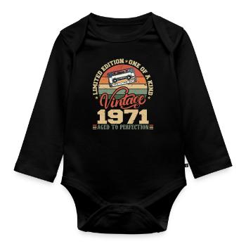 Vintage 1971 Cadeau D'anniversaire Retro 1971 - Body Bébé bio manches longues - noir - Devant