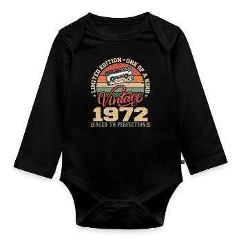 Jahrgang 1972 Retro 1972 Geburtstagsgeschenk - Baby Bio-Langarm-Body - Schwarz - Vorne