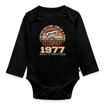 Jahrgang 1977 Retro Geburtstagsgeschenk 1977 - Baby Bio-Langarm-Body - Schwarz - Vorne