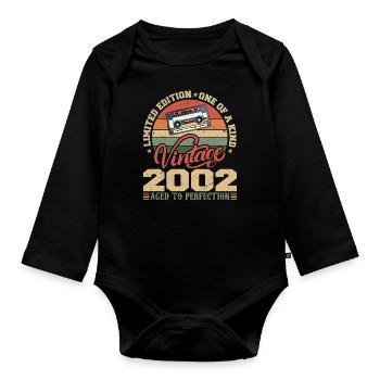 Jahrgang 2002 Retro Geburtstagsgeschenk 2002 - Baby Bio-Langarm-Body - Schwarz - Vorne