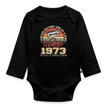 Jahrgang 1973 Retro Geburtstagsgeschenk 1973 - Baby Bio-Langarm-Body - Schwarz - Vorne