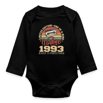 Jahrgang 1993 Retro Geburtstagsgeschenk 1993 - Baby Bio-Langarm-Body - Schwarz - Vorne
