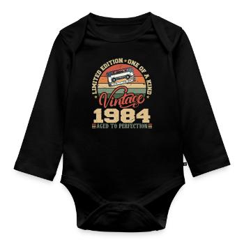 Jahrgang 1984 Retro Geburtstagsgeschenk 1984 - Baby Bio-Langarm-Body - Schwarz - Vorne