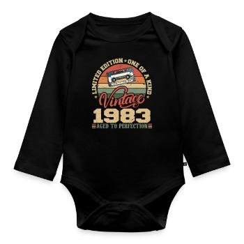 Jahrgang 1983 Retro Geburtstagsgeschenk 1983 - Baby Bio-Langarm-Body - Schwarz - Vorne