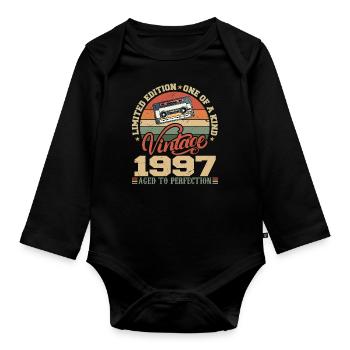 Jahrgang 1997 Retro Geburtstagsgeschenk 1997 - Baby Bio-Langarm-Body - Schwarz - Vorne