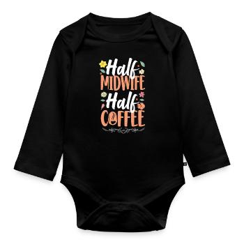 Nurse Midwife Birth Worker Coffee - Baby Bio-Langarm-Body - Schwarz - Vorne