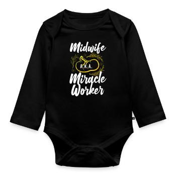 Nurse Midwife Birth Worker Midwife - Organic Longsleeve Baby Bodysuit - black - Front