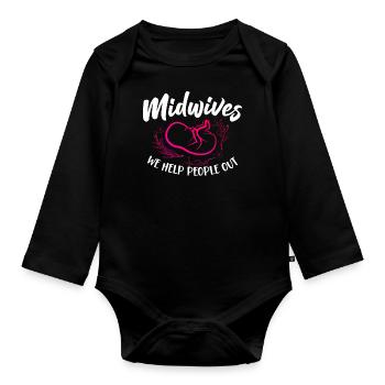 Nurse Midwife Birth Worker Pun - Organic Longsleeve Baby Bodysuit - black - Front