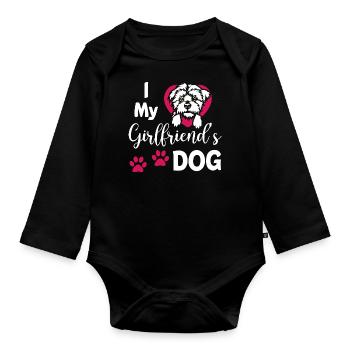 I Love My Girlfriends Dog - Organic Longsleeve Baby Bodysuit - black - Front
