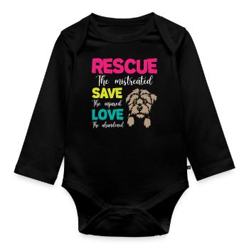 Rescue Save Love Dogs - Organic Longsleeve Baby Bodysuit - black - Front