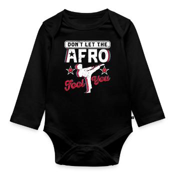 Lassen Sie sich nicht vom Afro täuschen - Baby Bio-Langarm-Body - Schwarz - Vorne