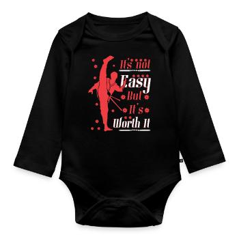 It's not easy But it's worth it - Organic Longsleeve Baby Bodysuit - black - Front