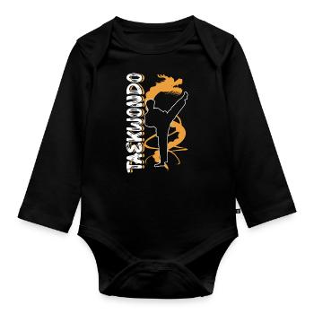Taekwondo - Baby Bio-Langarm-Body - Schwarz - Vorne