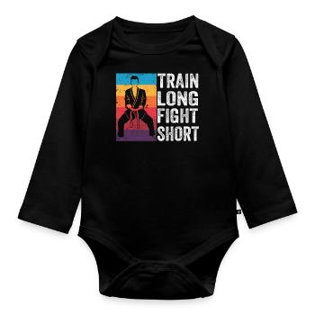 Train Long Fight kurz - Baby Bio-Langarm-Body - Schwarz - Vorne