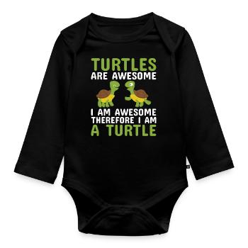 Turtles -Sea Turtle -Hawaiian - Organic Longsleeve Baby Bodysuit - black - Front