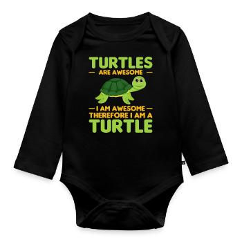 Turtles -Sea Turtle -Hawaiian - Organic Longsleeve Baby Bodysuit - black - Front