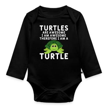 Turtles -Sea Turtle -Hawaiian - Organic Longsleeve Baby Bodysuit - black - Front
