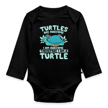 Turtles -Sea Turtle -Hawaiian - Organic Longsleeve Baby Bodysuit - black - Front