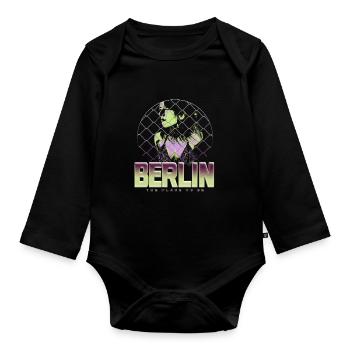 Berlin the place to be tshirt frau techno - Baby Bio-Langarm-Body - Schwarz - Vorne