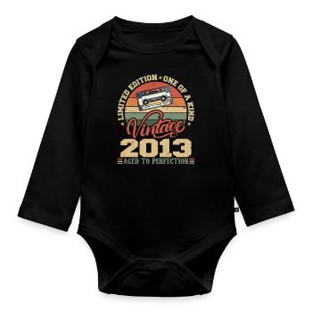 Vintage 2013 Cadeau D'anniversaire Retro 2013 - Body Bébé bio manches longues - noir - Devant