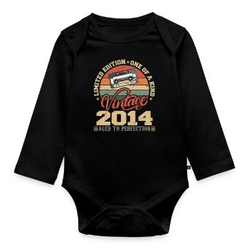Vintage 2014 Cadeau D'anniversaire Retro 2014 - Body Bébé bio manches longues - noir - Devant