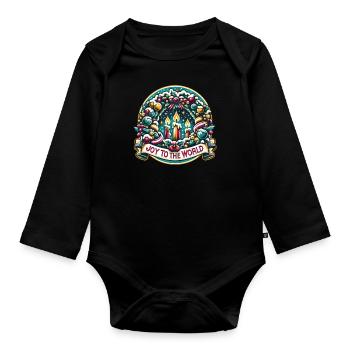 Joy to the World - Funny Holidays Funny Christmas - Organic Longsleeve Baby Bodysuit - black - Front