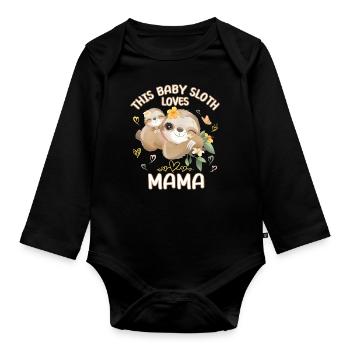 Ce bébé paresseux aime maman le jour de la fête des mères - Body Bébé bio manches longues - noir - Devant
