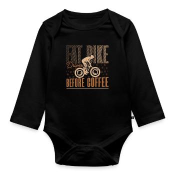 Conducteur de fat bike avant l’amateur de café à deux roues - Body Bébé bio manches longues - noir - Devant