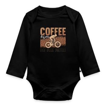 Café Fat Bike avant l’amateur de café de vélo de montagne - Body Bébé bio manches longues - noir - Devant