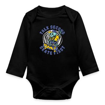 Talk Second Skate First Skaterboy Skatepark - Baby Bio-Langarm-Body - Schwarz - Vorne