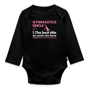 Sport Uncle Gymnastics - Baby Bio-Langarm-Body - Schwarz - Vorne