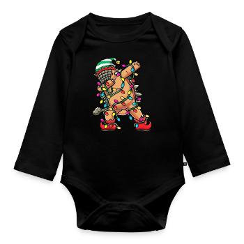 Ankylosaurus Dinosaur With Christmas Lights - Organic Longsleeve Baby Bodysuit - black - Front