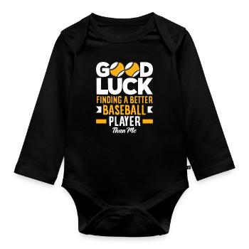 Lustiger Baseball - Baby Bio-Langarm-Body - Schwarz - Vorne